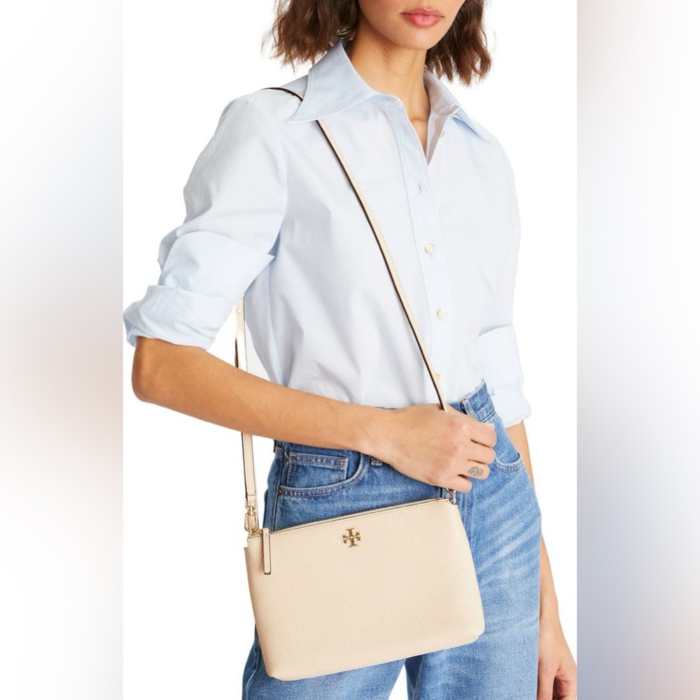 Tory Burch Pink Kira Pebbled Leather Top Zip Crossbody Wallet - Picture 6 of 6